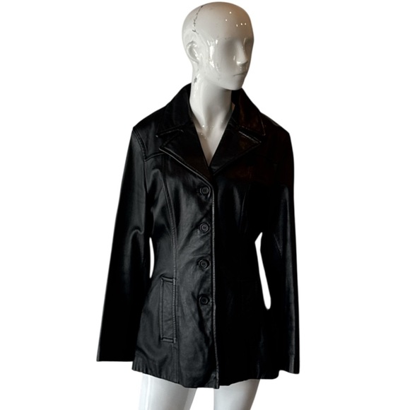 Wilsons Pelle Studio Classic Black Leather Jacket Size Medium - Picture 11 of 14